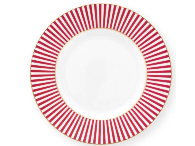 PiP Studio Frühstücksteller Royal Stripes Frühstücksteller dark pink 21 cm, Plate Royal Stripes Dark Pink 21cm von PiP Studio