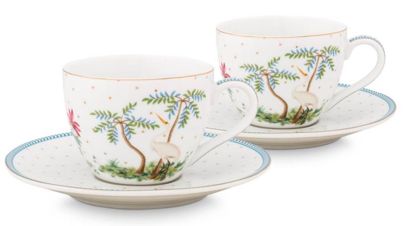 PiP Studio Espressotasse Jolie Dots Gold Espressotasse & Untertasse Set2, Porcelain, Set/2 Espresso Cups & Saucers Jolie Dots Gold 120ml von PiP Studio