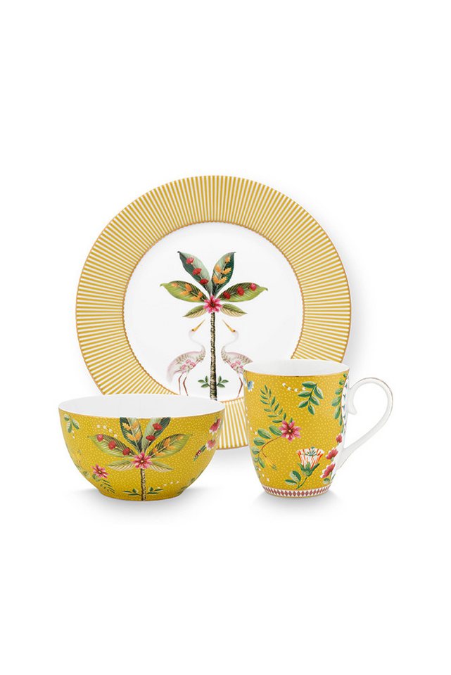 PiP Studio Frühstücks-Geschirrset Set 3 Frühstücksset La Majorelle (3-tlg), 3 Personen, Porzellan, La Majorelle Kollektion von PiP Studio