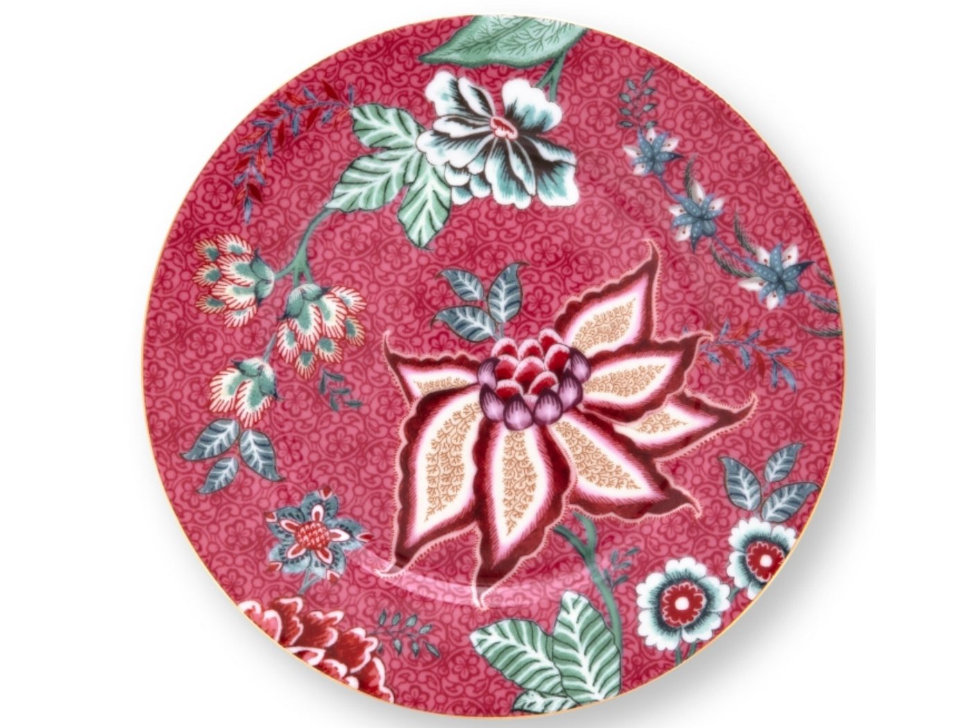 PiP Studio Gebäckteller Flower Festival Gebäckteller dark pink 17 cm, Porcelain, (Gebäckteller), Plate Flower Festival Dark Pink 17cm von PiP Studio