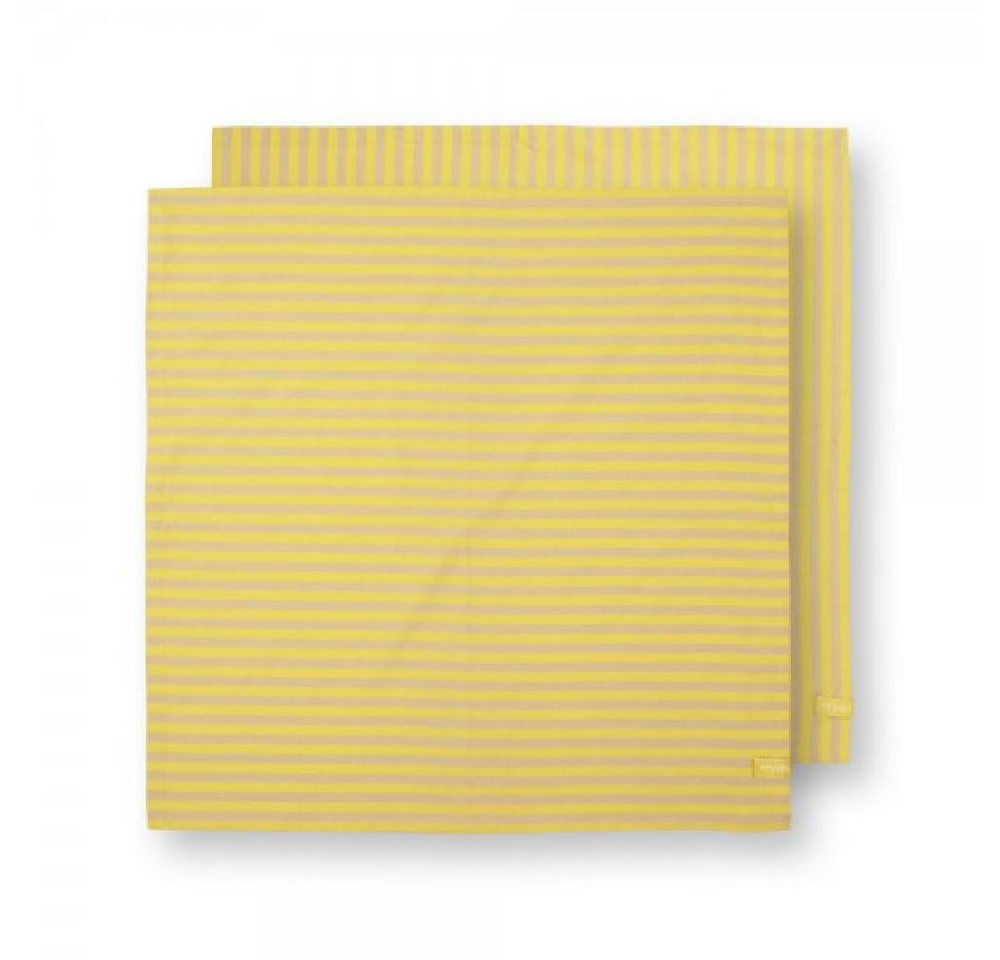 PiP Studio Geschirrtuch Geschirrtücher-Set Stripes Gelb (65x65cm) (2-teilig) von PiP Studio