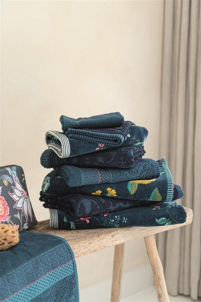 PiP Studio Handtuch Les Fleurs Dark Blue 16X22 Set A 3 Dunkelblau 100% Cotton, terry, Baumwolle (1-St), Handtuch Frottetuch von PiP Studio