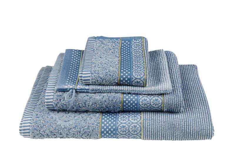 PiP Studio Handtuch Soft Zellige_Blue Grey_UV_UV_55x100 set a 3 3 towel 55 x 100 cm set va, Frottier (3-St), Handtuch Frottetuch von PiP Studio