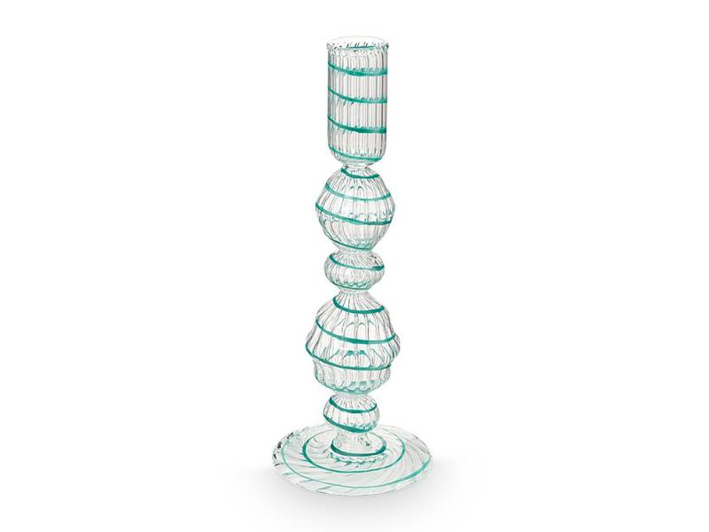 PiP Studio Kerzenständer Swirl Light Blue Glas Kerzenständer 22cm von PiP Studio