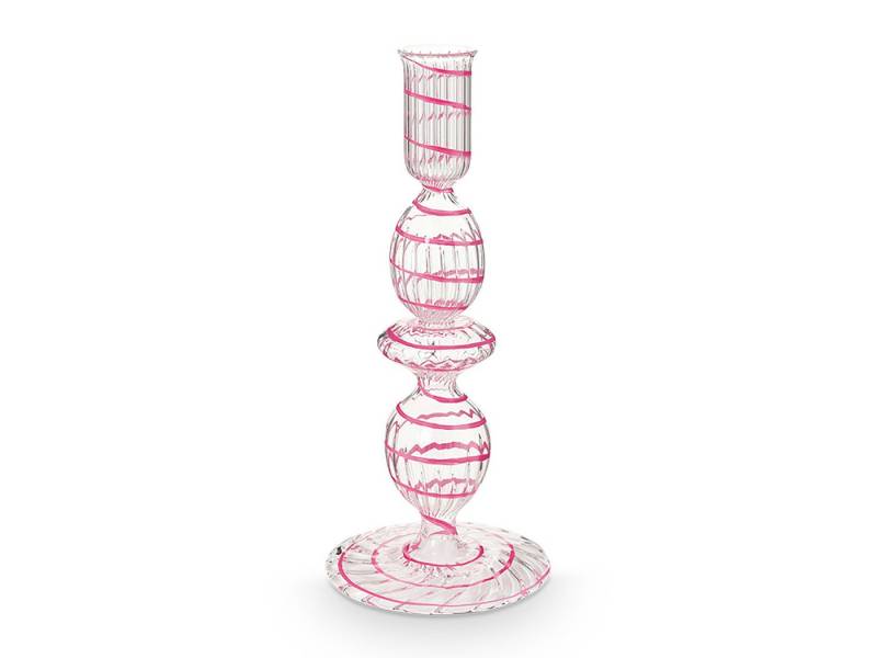 PiP Studio Kerzenständer Swirl Pink Glas Kerzenständer 20cm von PiP Studio