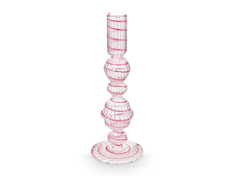 PiP Studio Kerzenständer Swirl Pink Glas Kerzenständer 22cm von PiP Studio