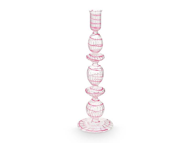 PiP Studio Kerzenständer Swirl Pink Glas Kerzenständer 28cm von PiP Studio