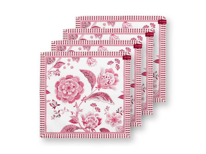 PiP Studio Papierserviette Royal Regal Flower Red Servietten 40x40cm Set4 von PiP Studio