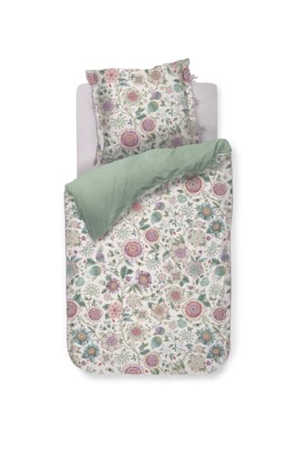 PiP Studio Perkal Kissenbezug einzeln Viva Las Flores Farbe White Größe 40x80 von PiP Studio