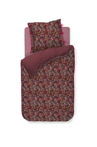 Pip Studio Perkalbettwäsche Tutti i Fiori | Dark Red - 135 x 200 von Pip Studio
