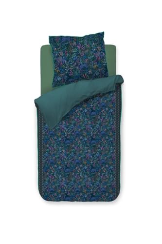 PiP Studio Bettwäsche Querida Dunkelblau Perkal Floral Ornamente Blumen Blüten Punkte Geblümt, Größe:135 cm x 200 cm von Pip Studio