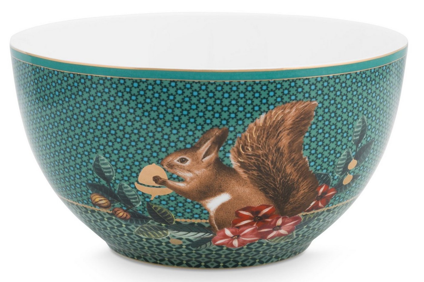 PiP Studio Schale Winter Wonderland Squirrel Green Bowl 15cm, Porzellan, (Müslischale) von PiP Studio