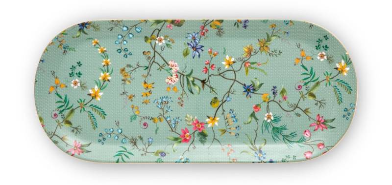 PiP Studio Servierplatte Jolie Flowers Blue Kuchenplatte rechteckig, Porcelain, (Platten), Cake Tray Rectangular Jolie Flowers Blue 33.3x15.5cm von PiP Studio