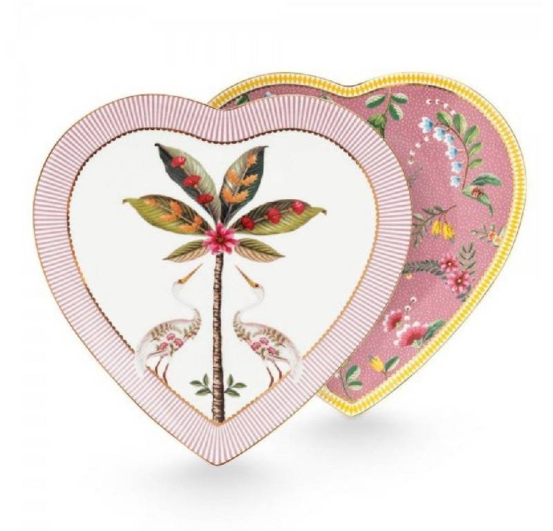 PiP Studio Servierplatte Teller-Set in Herzform La Majorelle Rosa (21,5 cm) (2-teilig) von PiP Studio