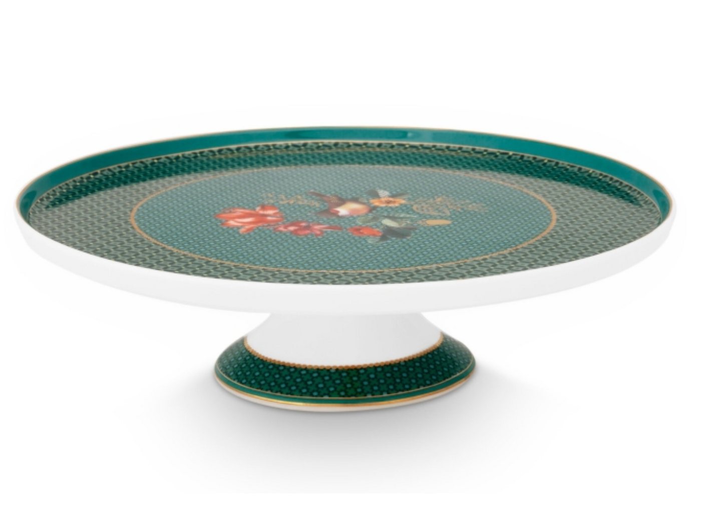 PiP Studio Servierplatte Winter Wonderland mini Kuchenplatte bird green 21c, Porcelain, (Platten), Mini Cake Tray Winter Wonderland Bird Green 21cm von PiP Studio