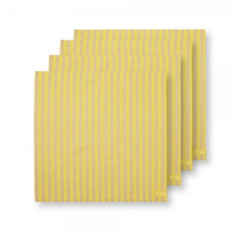 PiP Studio Serviettenhalter Stoffservietten-Set Stripes Gelb (40x40cm) (4-teilig) von PiP Studio