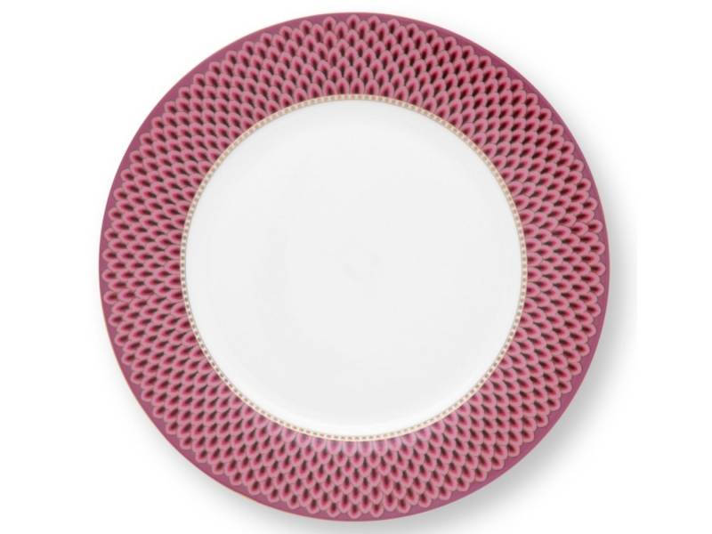 PiP Studio Speiseteller Flower Festival Scallop Teller dark pink 26,5 cm, Plate Flower Festival Scallop Dark Pink 26.5cm von PiP Studio