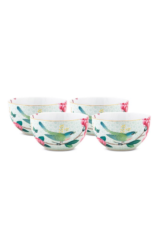 PiP Studio Tapas-Schale Blushing Birds, Schale im 4er Set, Porzellan, (Set, 4-tlg), Snackschale, Dipschale, Servierschale, Ø 12 cm von PiP Studio