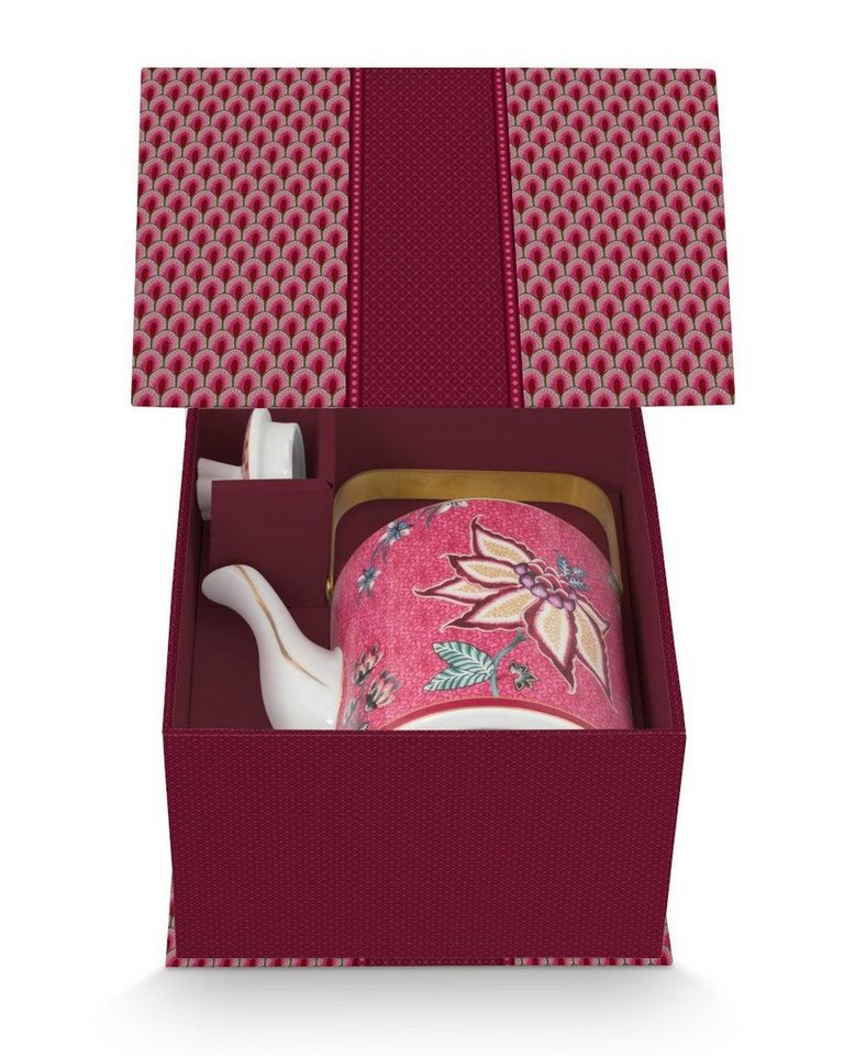 PiP Studio Teekanne Flower Festival Oriental Geschenkset Teekanne dark pink 1l von PiP Studio