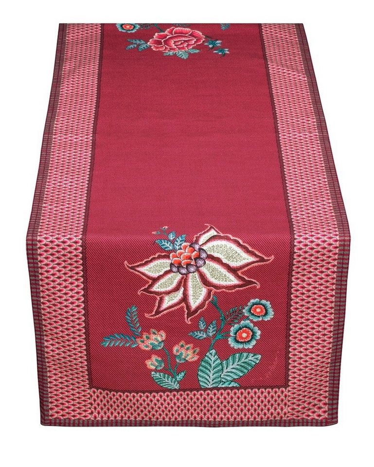 PiP Studio Tischläufer Flower Festival Tischläufer dark pink 50 x 150 cm, Table Runner Flower Festival Dark Pink 50x150cm von PiP Studio