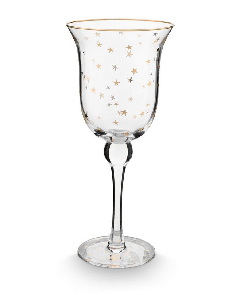 PiP Studio Weinglas Stars Weinglas gold 0,36l, Glas, Wine Glass Stars Gold 360ml von PiP Studio