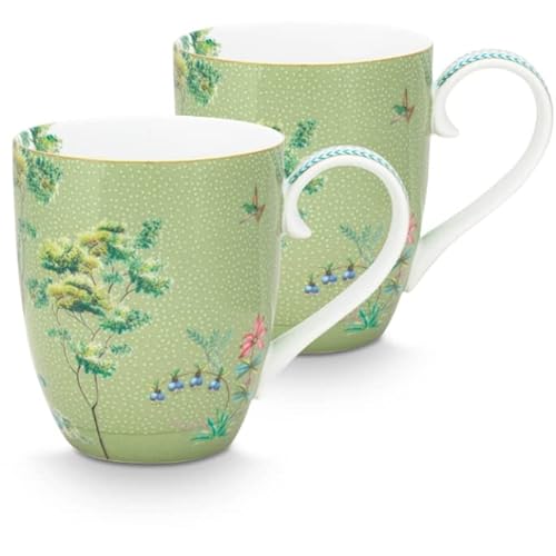 Pip Studio 2er Set Tasse XL Jolie Heron | Grün - 450 ml von PiP Studio