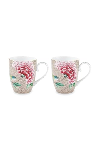 Pip Studio 2er Tassen-Set Blushing Birds | Khaki - 350 ml von PiP Studio