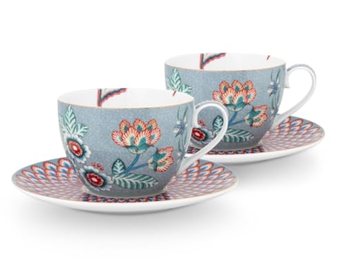 PiP Studio 51004139 Flower Festival Tasse mit U. Light Blue 280ml Set2 von PiP Studio