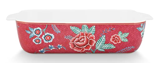 Pip Studio Backform Flower Festival Rechteckig | Dark Pink - 27,5 x 18,5 x 6,5 von PiP Studio