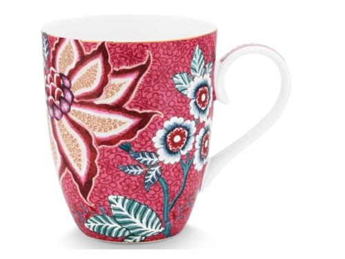 Pip Studio Flower Festival Henkelbecher Dark pink 350 ml von Pip Studio