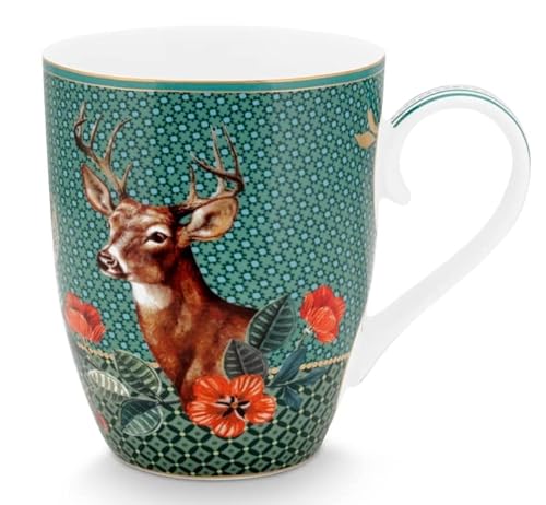 PiP Studio 51002331 Winter Wonderland Deer Green Henkelbecher 350 ml (1 Stück) von PiP Studio