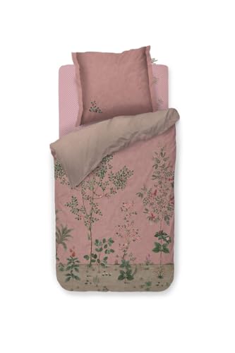 Pip Studio Bettwäsche FATA Morgana Pink Perkal Bäume Blumen Vogel Floral Ornamente Blüten Beere, Größe:155 cm x 220 cm von Pip Studio