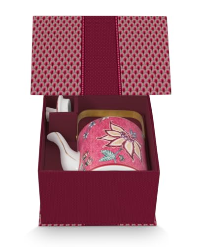 Pip Studio Geschenkset Teekanne Flower Festival | Dunkelpink - 1 ltr von PiP Studio