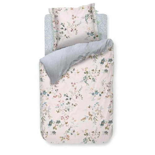 Pip Studio Bettwäsche Kawai Flower Weiß Blumen Zweige Blüten Gemustert Wendeoptik Weiß Blau Perkal, Größe:135 cm x 200 cm von Pip Studio