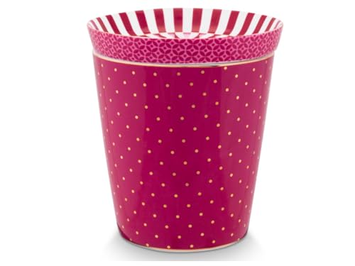 PIP STUDIO Royal Dots Becher & Teebeutelablage Set Dunkelpink 230 ml von PIP STUDIO