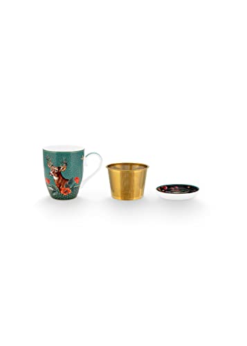 Pip Studio Set Tee für Einen Winter Wonderland Reh | Dark Green - 350 ml von Pip Studio