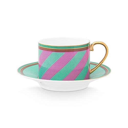 Pip Studio Tasse & Untertasse Chique | Pink-Grün - 220 ml von PiP Studio