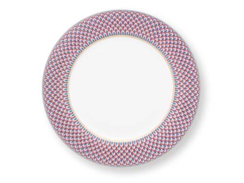 PIP STUDIO 51001286 Flower Fest. Scallop Teller LightBlue/red 26,5cm (1 Stück) von Pip Studio
