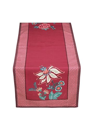 Pip Studio Tischläufer Flower Festival | Dark Pink - 50 x 150 von PiP Studio