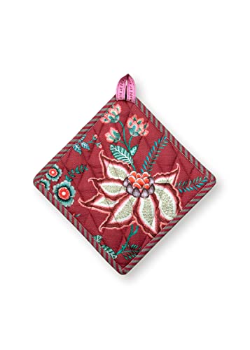 Pip Studio Topflappen Flower Festival | Dark Pink - 22 x 22 von PiP Studio