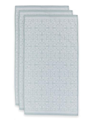Pip Studio Tile de Pip Light Blue 55x100 Set a3: 3X 100% Baumwolle, Fliesenmuster, Zweifarbiger Streifen, 55x100 cm, Modern, Hellblau von Pip Studio