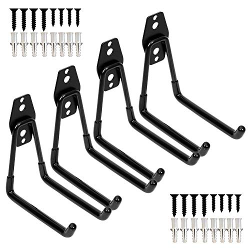 PiPaFox Hochleistungs-Garage Storage Utility Doppelhaken(4 Pack Schwarz 7,5 "große U-Haken) von PiPaFox