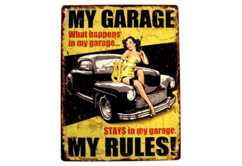 PiWear Metallschild PiWear Blechschild My Garage-My Rules, Oldtimer PiWear Metallschild PiWear Blechschild My Garage-My Rules, Oldtimer von PiWear