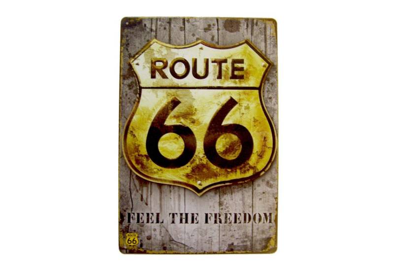 PiWear Metallschild PiWear Blechschild Route 66, Dekoschild, Amerika, Route66, Geschenk USA, Easy Rider, Motorradfahrer von PiWear