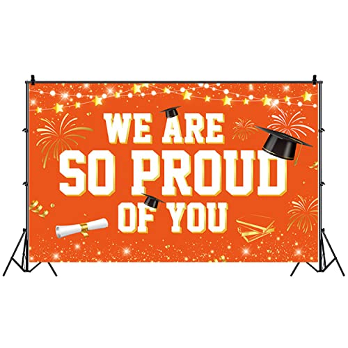 Abschluss Deko, We Are So Proud of You Banner Deko, 110 x 180cm Orange Farbe Stoff Schild Poster Graduation Deko Schulabschluss Abschlussfeiern Deko Graduierung Wimpelkette Graduation Party Deko von Piacolnic