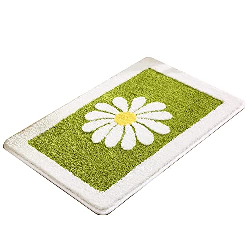 Piarktoy Badezimmerteppich, Blumen-Badteppich, flauschig, superfeine Faser, keine Badematte (40,6 x 61 cm, grün) von Piarktoy