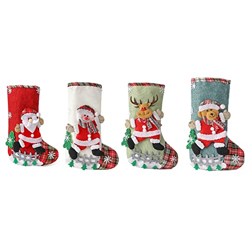 Piarktoy Weihnachtsstrümpfe, Socken, Kamin, Weihnachtsbaumschmuck, Neujahr, 4 Stück von Piarktoy