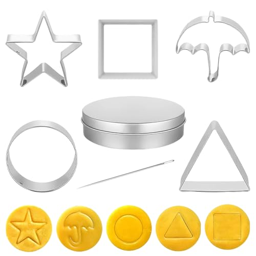 7 Stück Korea Game Kekse Ausstechformen, Stainless Biscuits Molds Cookie Cutters Set, Für Koreanische Dalgona Kekse, für Keksausstecher, Stern, Regenschirm, Dreieck, Runde Form, für Party, Backzubehör 7 Stück Korea Game Kekse Ausstechformen, Stainless Biscuits Molds Cookie Cutters Set, Für Koreanische Dalgona Kekse, für Keksausstecher, Stern, Regenschirm, Dreieck, Runde Form, für Party, Backzubehör von Piashow