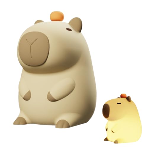 Capybara Nachtlicht Kinder Niedliches Silikon Tier Lampe mit Dimmbarkeit und 20 Minuten Timer, Wiederaufladbare USB LED Kinder Lampe für Kinder Zimmer, Wohnzimmer, Geburtstag, für Jungen und Mädchen von Piashow