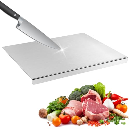 Edelstahl Schneidebrett 30 x 40cm, Küche Schneidebrett Edelstahl Titan Schneidebrett, Titanium Cutting Board, Schweres Schneidebrett für Fleisch, Kochen, Brot, Gemüse & Obst von Piashow